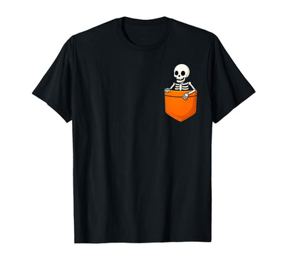 Halloween Spooky Funny Design Skeleton in Pocket Halloween Spooky Funny Skull Costume T-Shirt