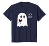 Halloween Ghosts & Stuff Clothing Hey Boo Ghost Heart Hand Sign Cute Halloween Spooky Season T-Shirt - Navy Blue