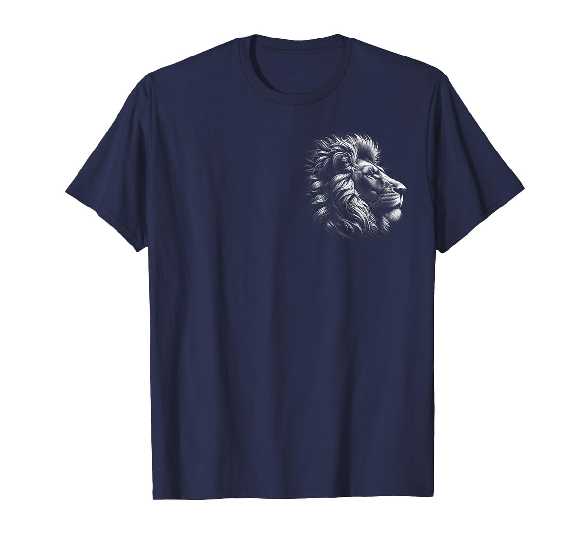 MyAnimal - Your Favourite Animal Wear Lion Head - Cool Portrait of a Proud Lion on Chest T-Shirt - Navy Blue