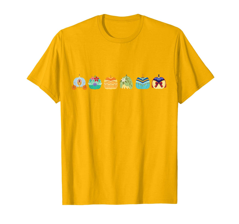 Disney Princess Pumpkins Fall Autumn Lineup of Princesses T-Shirt - Golden Yellow