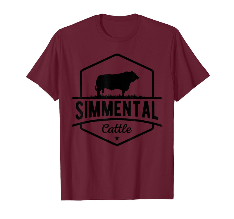 Funny Farmer Gift for Simmental Cattle Cow Farmer - Simmental Cattle T-Shirt - Burgundy