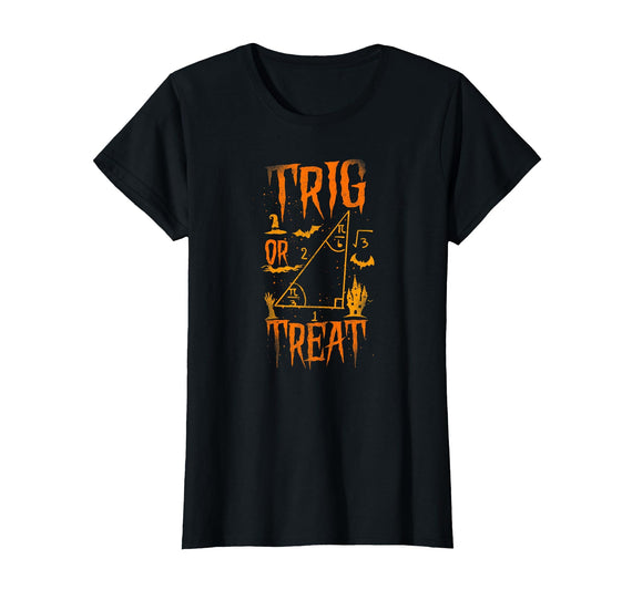 Math Teacher Lover Professor Mathematician HD0 Math Teacher Nerd Student Halloween Trig Or Treat T-Shirt - Black
