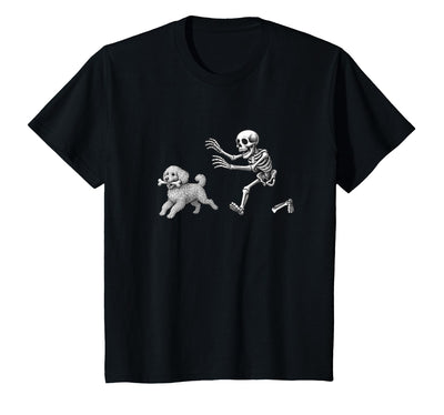 Funny Halloween Dog Lovers Gift Tees Skeleton Dogs Funny Skeleton Chasing Goldendoodle Dog Halloween Dogs Lover T-Shirt