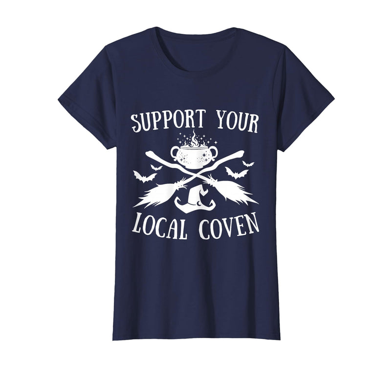Support Your Local Coven Halloween tee Support Your Local Coven Halloween Coven Witch T-Shirt - Navy Blue
