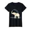 Mademark Elephant Spraying Water Raised Trunk Illustration T-Shirt - Women - Black