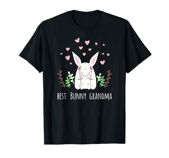 Cute Bunny Grandma Rabbit Grandmother T-Shirt in Black
