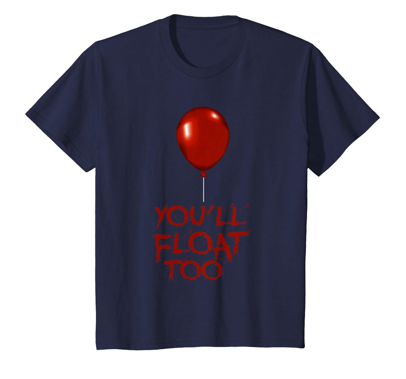 Halloween Funny Trick or Treat Shirt for Kids TeeZ Kids You'll Float Too Costume Halloween Shirts Boys Girls T-Shirt - Navy