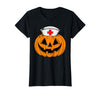 Halloween Tees for Women Men Kids Funny Pumpkin Nurse Scary Halloween Costume RN CNA ICU Women T-Shirt - Black