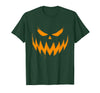 Vintage Jack o Lantern Halloween Tee Pumpkin Face Jack O Lantern Scary Carved Halloween Costume T-Shirt - Dark Green