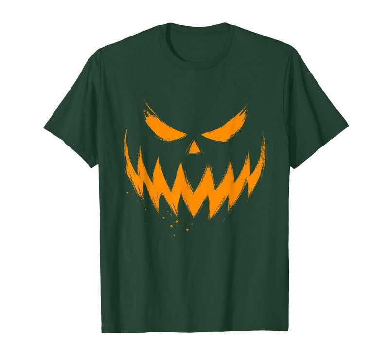 Vintage Jack o Lantern Halloween Tee Pumpkin Face Jack O Lantern Scary Carved Halloween Costume T-Shirt - Dark Green