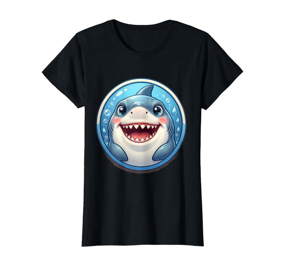 Mademark 2nd Grade Great White Shark Open Jaw Graphic T-Shirt - Black