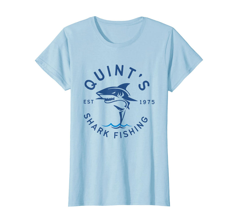 Funny Quints Shark Fishing Vintage Quint's Shark Fishing 1975 Retro T-Shirt - Baby Blue