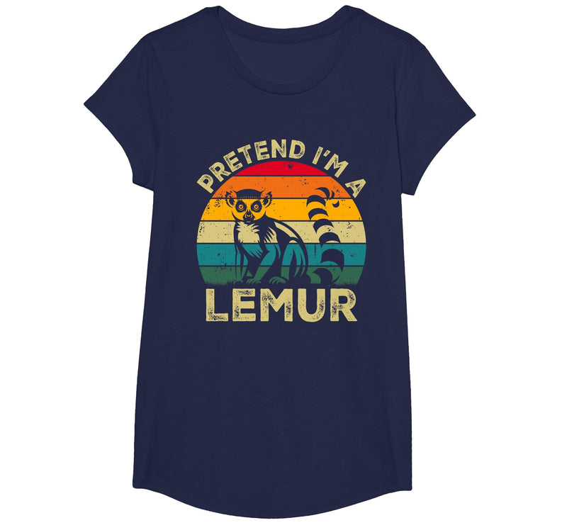 Funny Costume Party Halloween Tees by T&T Pretend I'm A Lemur Lazy Halloween Costume T-Shirt - Navy Blue
