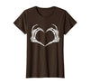Halloween Tees for Women Men Kids Skeleton Hands Heart Halloween Rock Costume Men Women Kids T-Shirt - Brown