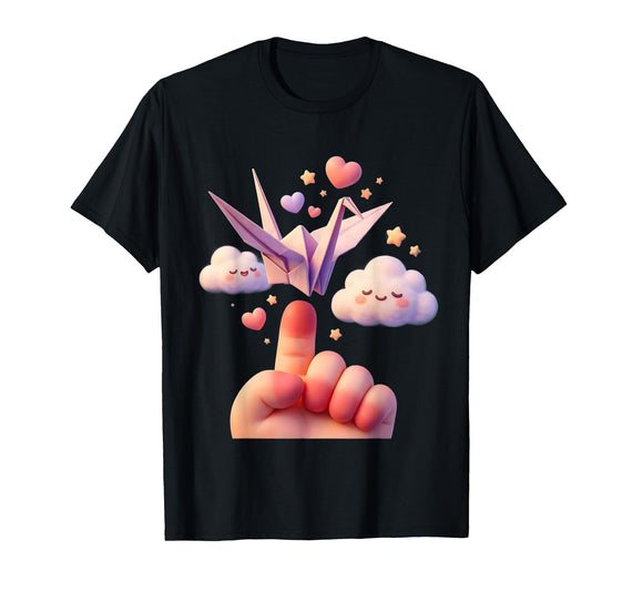 Mademark Play Is Learning Origami Bird Release Design T-Shirt - Black