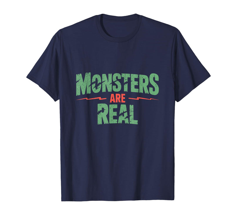 Monster Truth Wear Monsters are Real Horror Spooky Scary Halloween T-Shirt - Navy Blue