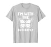 Im With Butterfly Halloween Costume Party Gift I'm with Butterfly Halloween Costume Matching Couples Party T-Shirt - Silver