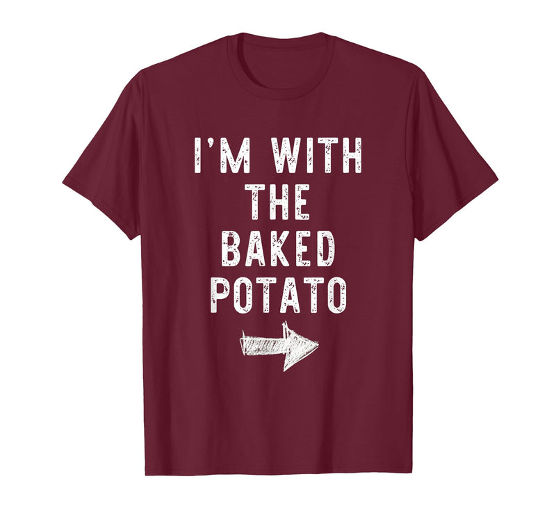 Im With The Baked Potato Halloween Costume I’m with The Baked Potato Funny Halloween Couple Costume T-Shirt - Burgundy