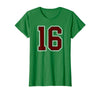 Maroon Number 16 Jersey Player Uniform #16 Gifts Maroon and White Number 16 Jersey Player Uniform #16 Fan T-Shirt - Kelly