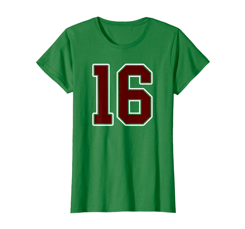 Maroon Number 16 Jersey Player Uniform #16 Gifts Maroon and White Number 16 Jersey Player Uniform #16 Fan T-Shirt - Kelly
