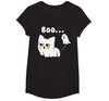 Halloween Tees Women Men Kids Cat Boo Ghost Cute Kitty Spooky Funny Halloween Meow Pet T-Shirt - Black