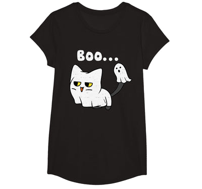 Halloween Tees Women Men Kids Cat Boo Ghost Cute Kitty Spooky Funny Halloween Meow Pet T-Shirt