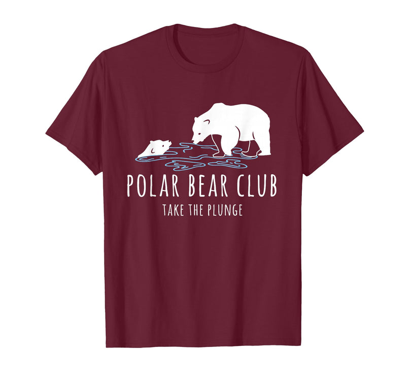 Global Warming Awareness Arctic Winter Ice Polar Bear Club Take The Plunge Ice Bear T-Shirt - Burgundy