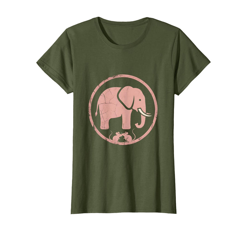 Mademark Be Kind Elephant and Mouse Gentle Touch Design T-Shirt - Women - Olive Green