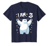 3 years old 3rd birthday Polar Bear Kids 3 Years Old 3 Birthday Polar Bears Boy Girl Polar Bear T-Shirt - Navy Blue