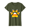 Scary Halloween Tees For Adults and Kids Halloween Candy Corn Paw Print T-Shirt for Animal Lovers T-Shirt - Olive Green