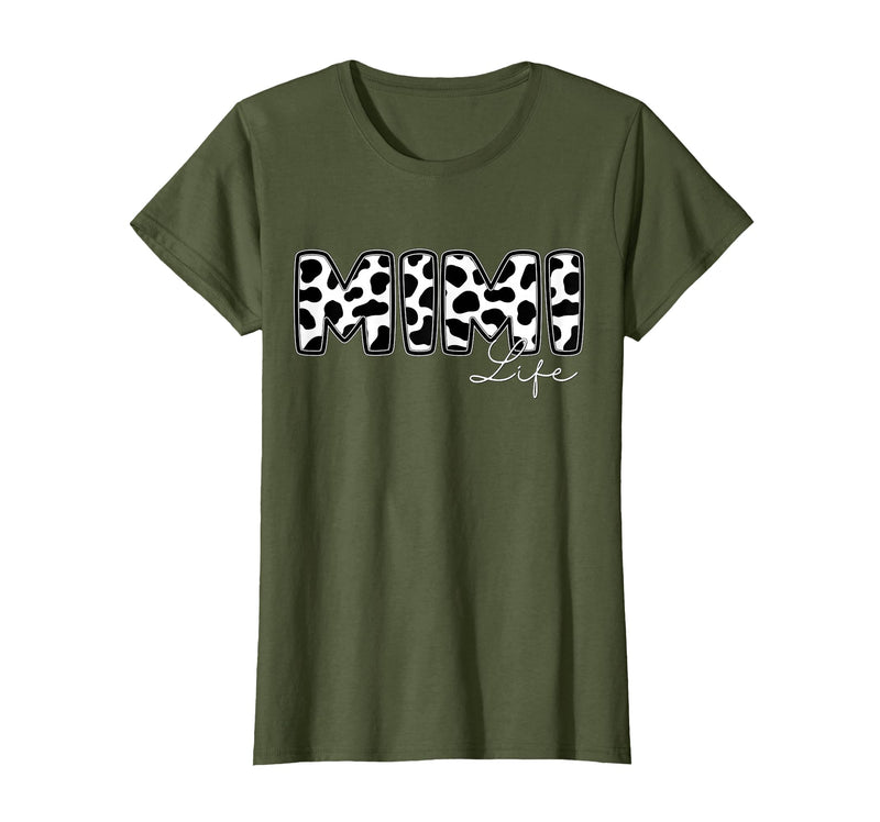 Cow Print Matching Family Apparel Mimi Life Cow Print Family Matching T-Shirt - Olive Green