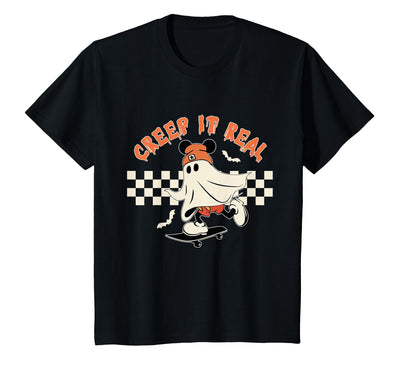 Halloween Creep it Real Vintage Ghost CKTEE2 Vintage Halloween Creep It Real Mouse Ghost Boy Fall Season T-Shirt