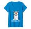 Llama Life Apparel Women's No Prob-Llama No Problem Cute Funny Cool Llama Alpaca V-Neck T-Shirt - Sapphire Blue