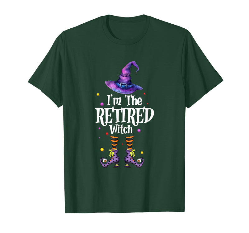 Funny Quote Horror Costume Party Family Friends I'm The Retired Witch Spooky Scary Halloween Retiree Women T-Shirt - Dark