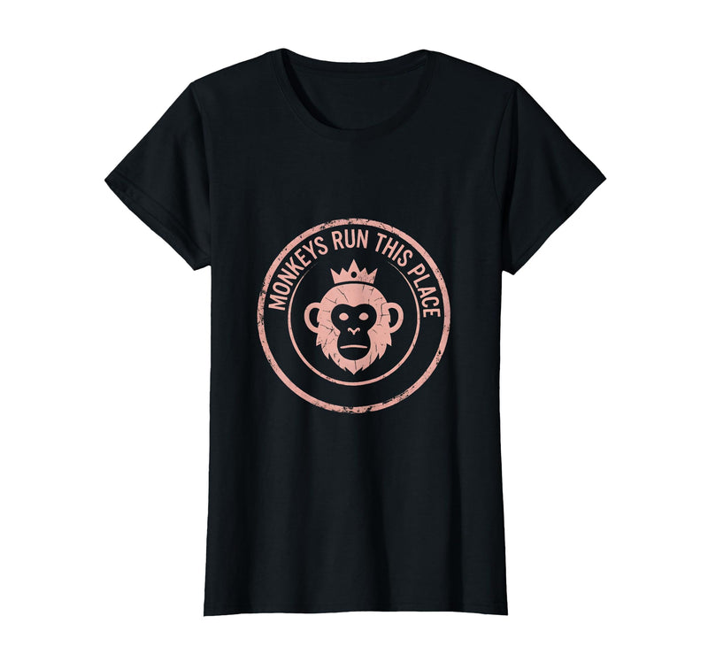Mademark Monkeys Run This Place Funny Primate Design T-Shirt - Women - Black