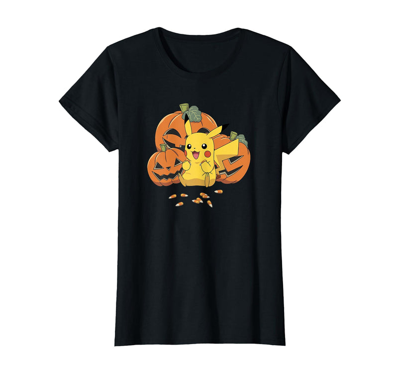 Pokémon Halloween Pikachu Cute Pumpkin Candy Corn T-Shirt - Black