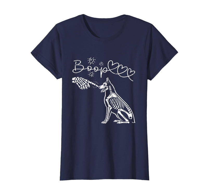 Skeleton Hand Dog Boop - German Shepherd Lovers Skeleton Hand Touch Nose German Shepherds Boop Dog Halloween T-Shirt - Navy