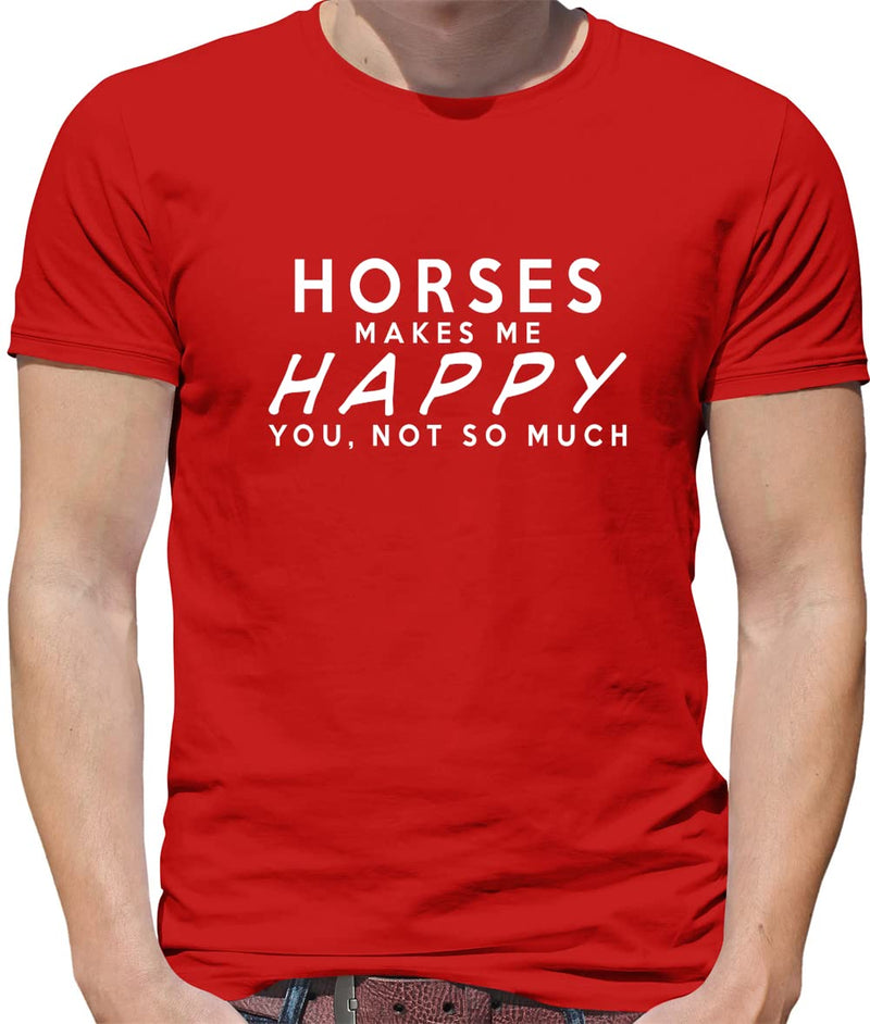 Dressdown Horses Makes Me Happy - Mens Premium Cotton T-Shirt - Red