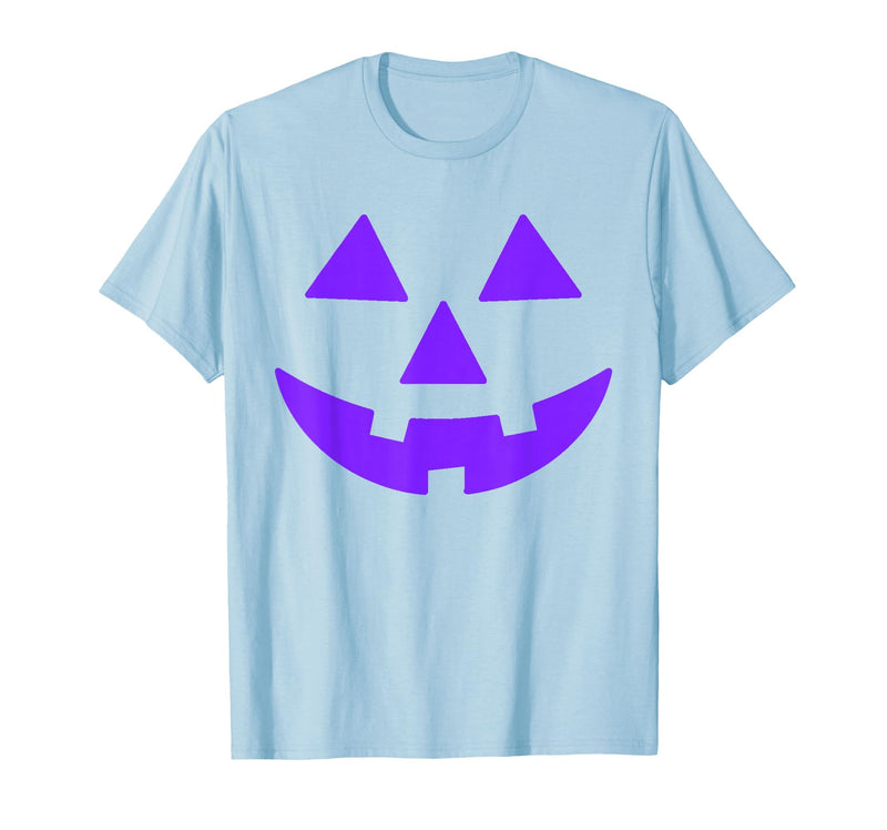 Trick or Treat Funny Halloween Costumes Party Tees Jack O Lantern Scary Carved Pumpkin Face Halloween Purple T-Shirt - Baby