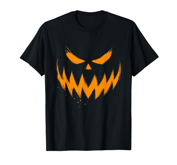 Vintage Jack o Lantern Halloween Tee Pumpkin Face Jack O Lantern Scary Carved Halloween Costume T-Shirt - Black