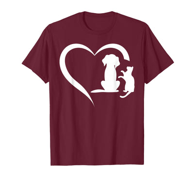 Dog owner and cat owner clothing Dog Puppy and Baby Cat Heart Animal Dog & Cat Heart T-Shirt