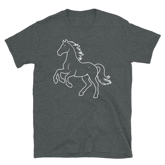 Generic Horse T-Shirt, Horse Silhouette Outline Graphic Equestrian Riding #25D3 - Dark Heather