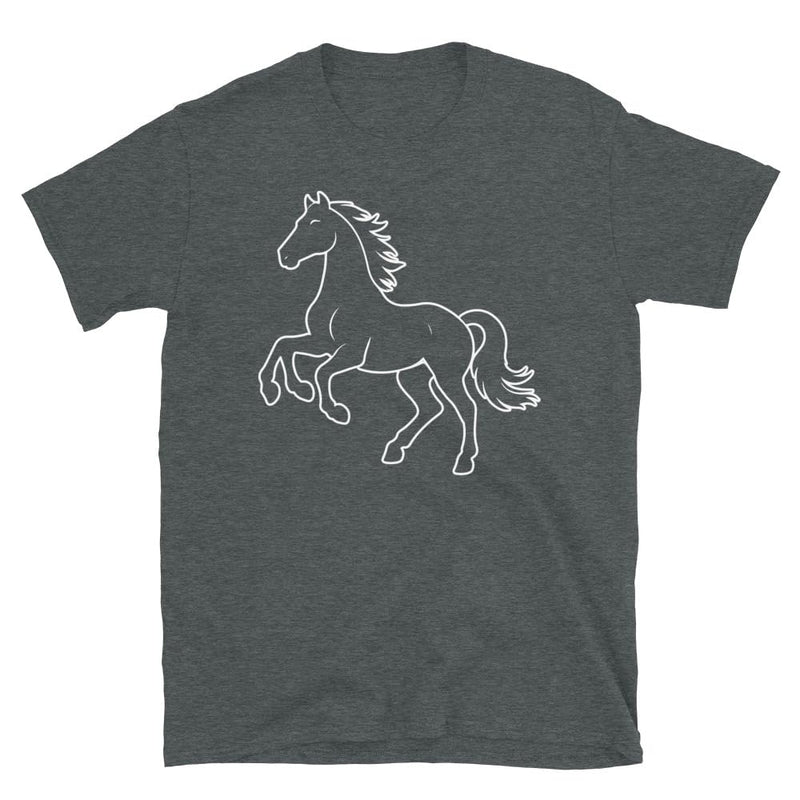 Generic Horse T-Shirt, Horse Silhouette Outline Graphic Equestrian Riding #25D3 - Dark Heather