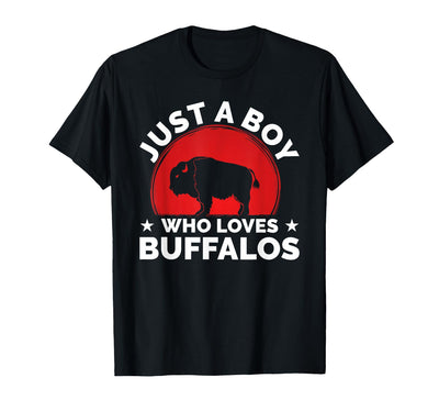 Cow Bison Funny Buffalo Just a Boy Who Loves Buffalos T-Shirt