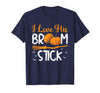 Match Halloween Couple Costumes I Love His Broomstick I Love Her Pumpkins T-Shirt - Navy Blue