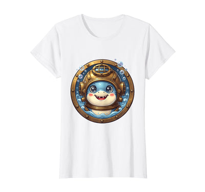 Shark in Vintage Diving Helmet Graphic T-Shirt