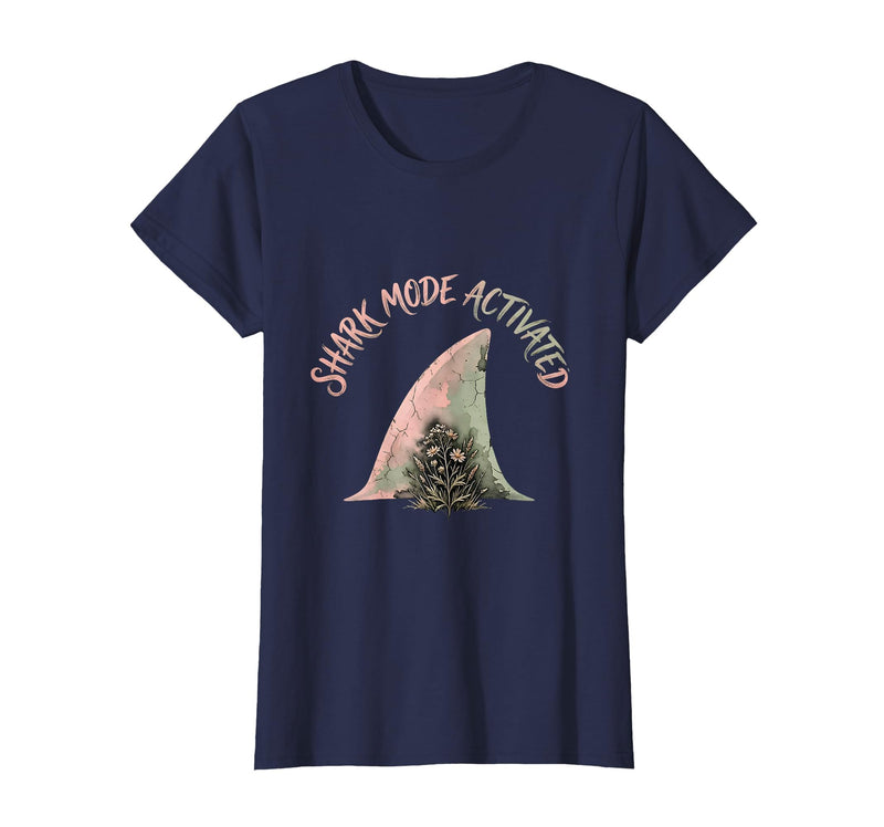 Mademark Shark Mode Activated Fierce Women Design T-Shirt - Navy Blue