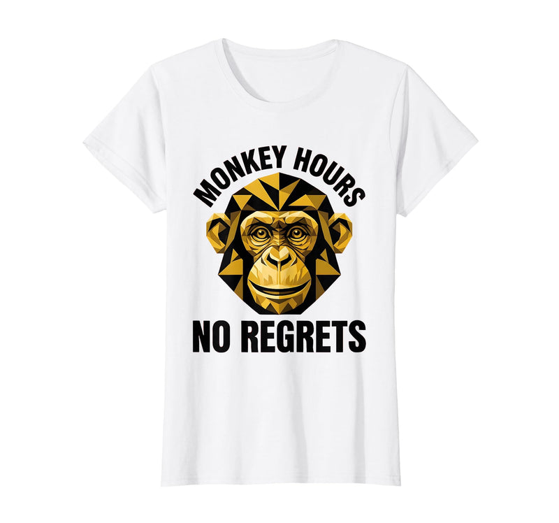 Mademark Monkey Hours No Regrets Funny Primate Design T-Shirt - Women - White