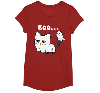 Halloween Tees Women Men Kids Cat Boo Ghost Cute Kitty Spooky Funny Halloween Meow Pet T-Shirt