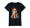 Patchwork Quilt Ghost Halloween Quilter Autumn Tee Patchwork Ghost Quilt Halloween Quilter Fall Autumn Bow Cute T-Shirt -